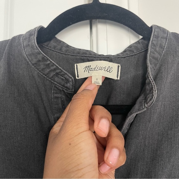 Madewell Denim Collarless Popover Shirt in Shrader Wash - Picture 5 of 9